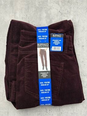 Buffalo David Bitton Women's Stretch Straight Leg Corduroy Pants, Mulberry,10/30